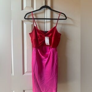 ASOS Red and Pink Satin Mini Dress